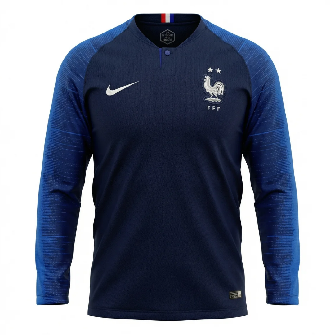 Camisa Seleção da França I 2018 Manga Longa - Retrô Nike - Azul