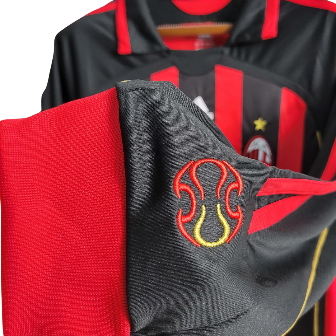 Camisa AC Milan I 2006/2007 Manga Longa - Retrô Adidas - Preta e vermelha