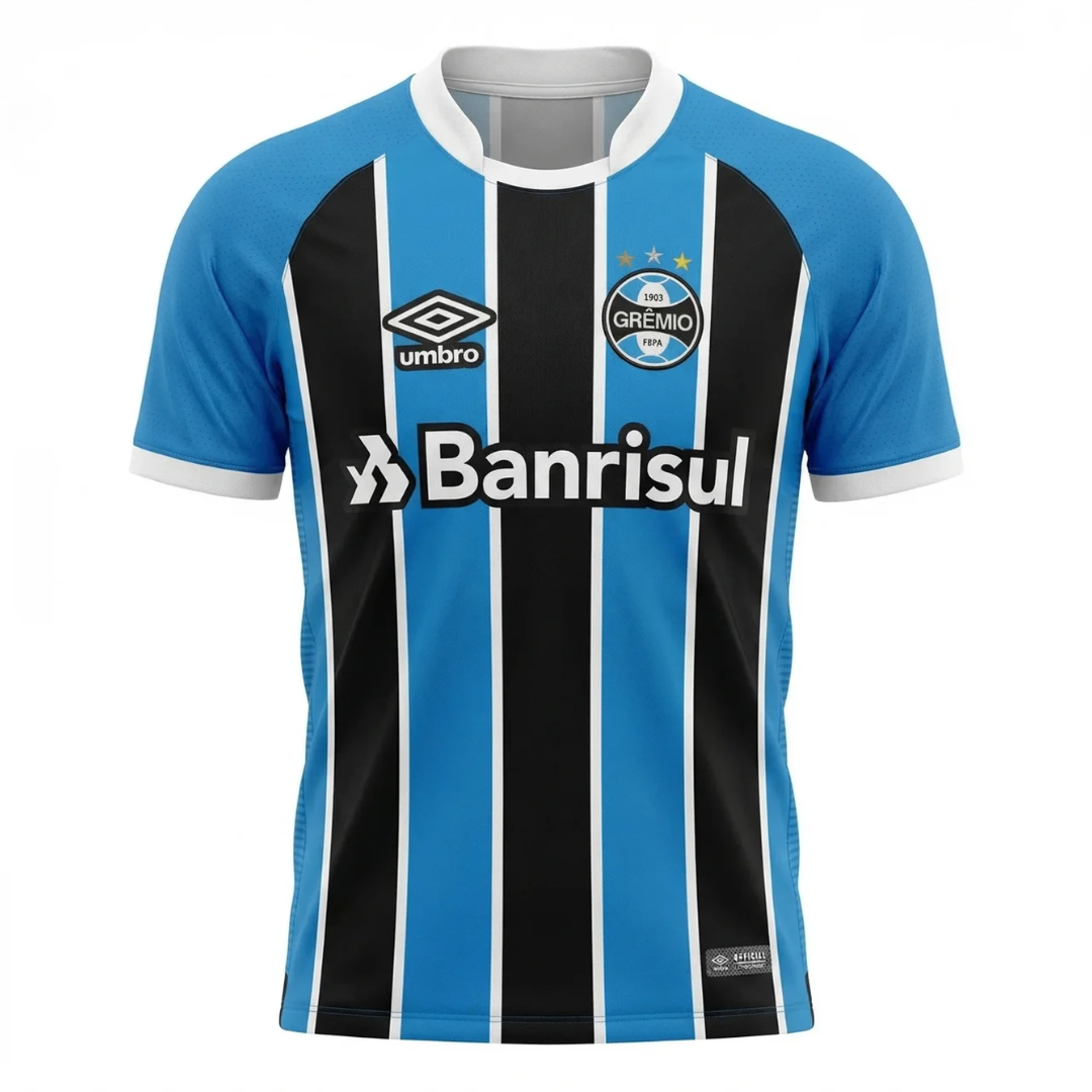 Camisa Grêmio I 2017 - Retrô Umbro - Azul e preta
