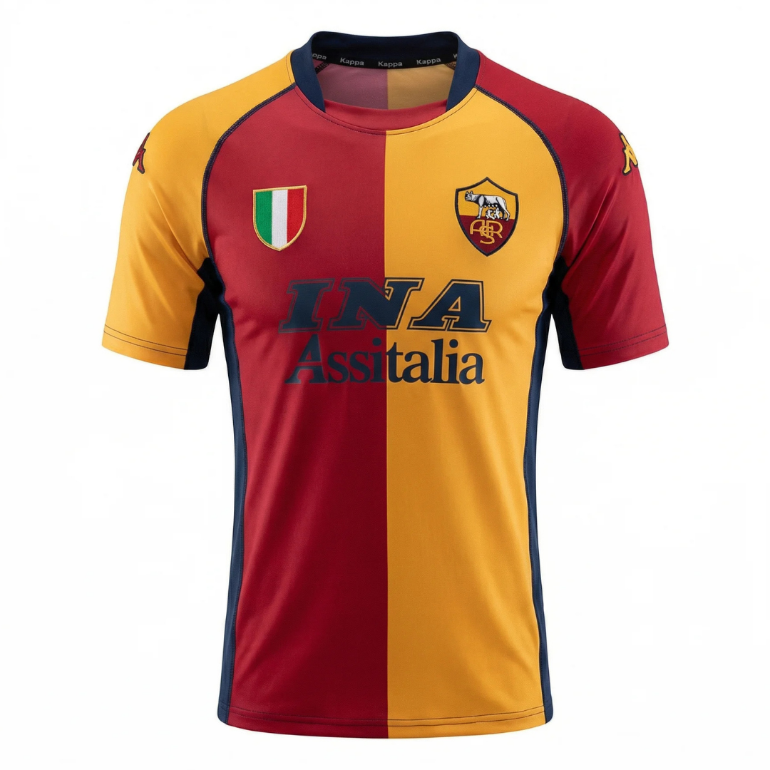 Camisa Roma I 2001/2002 - Retrô Kappa - Vermelha e amarela