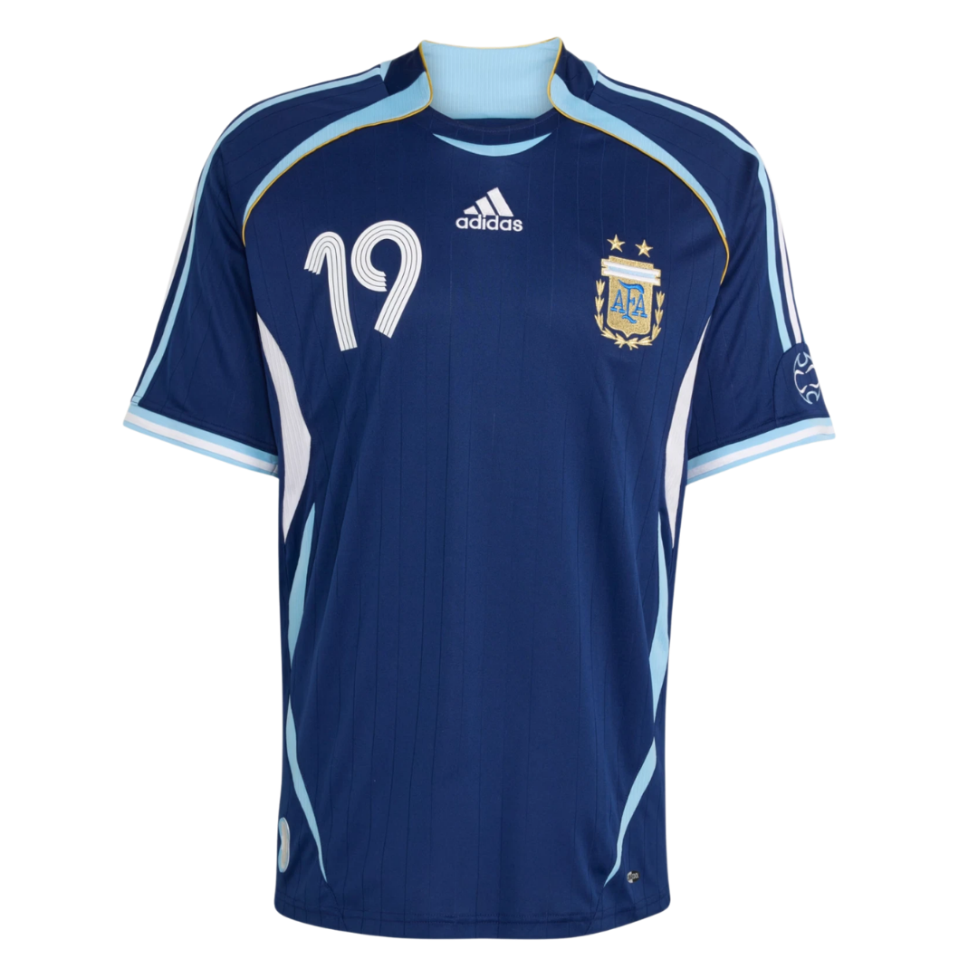 Camisa Seleção da Argentina II 2006 - Retrô Adidas - Azul escuro com detalhes em azul claro