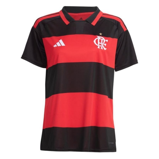 Camisa Flamengo I 26/27 - Torcedor Adidas Feminina - Preta e vermelha