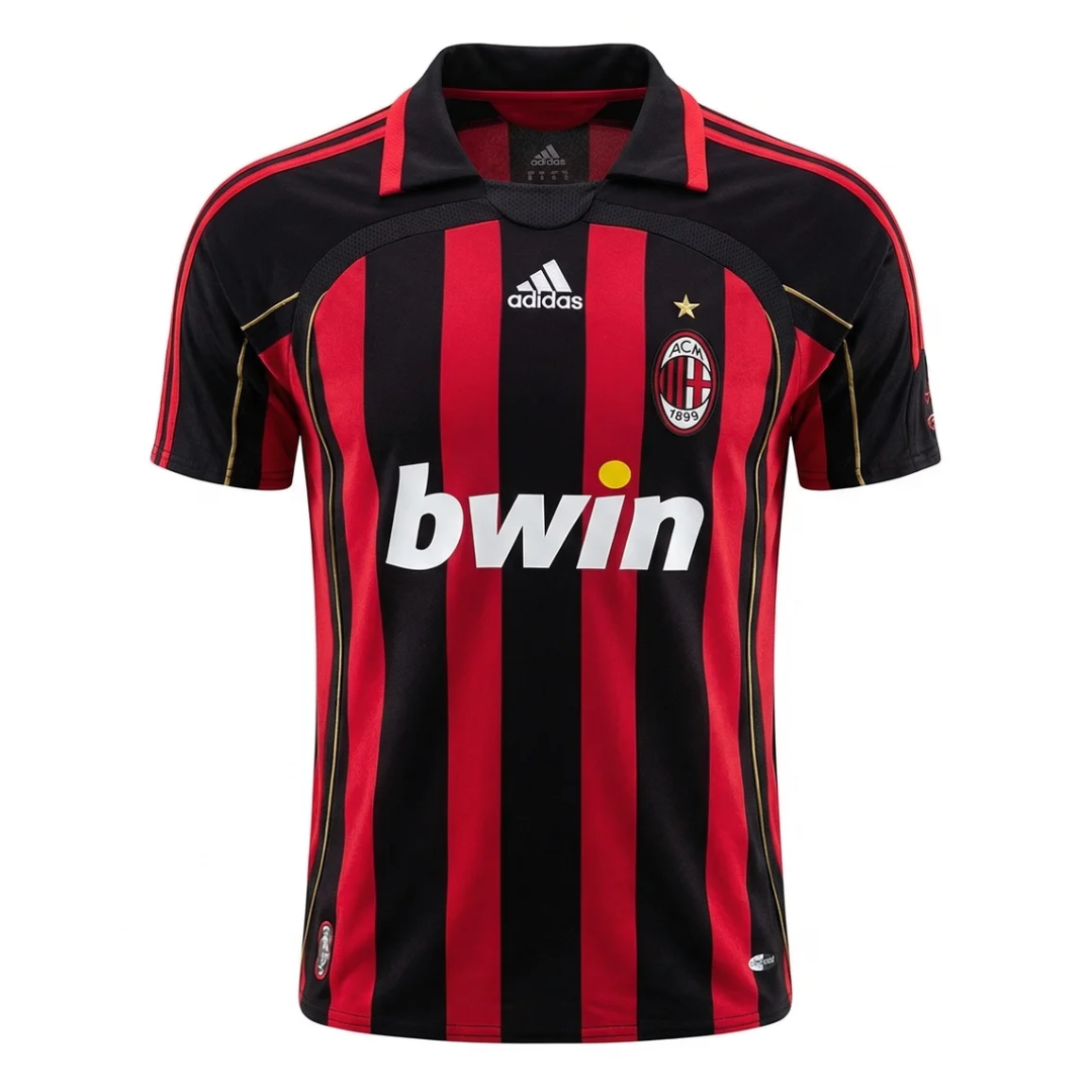 Camisa AC Milan I 2006/2007 - Retrô Adidas - Vermelha e preta