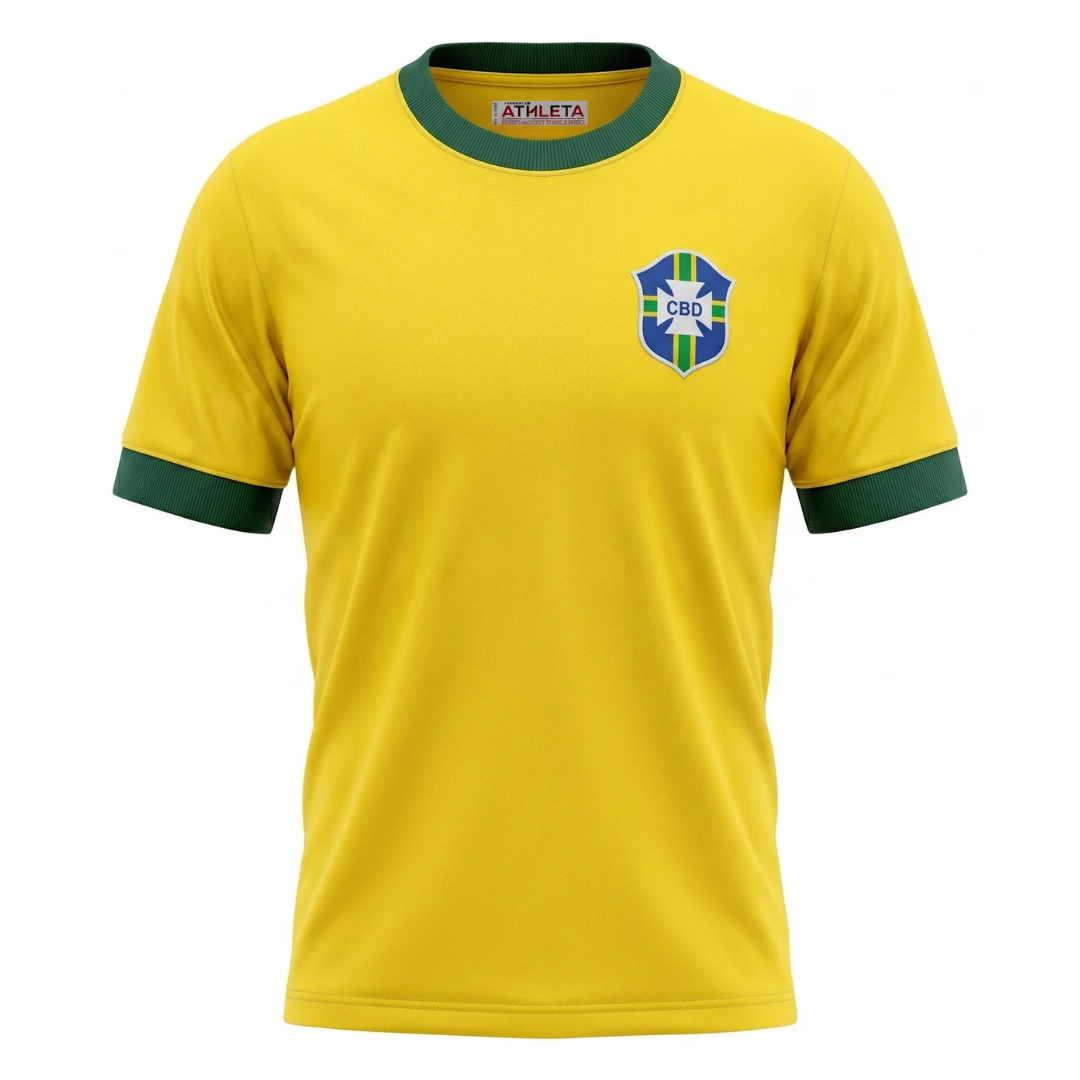 Camisa Seleção Brasileira I 1970 - Retrô - Amarelo e Verde