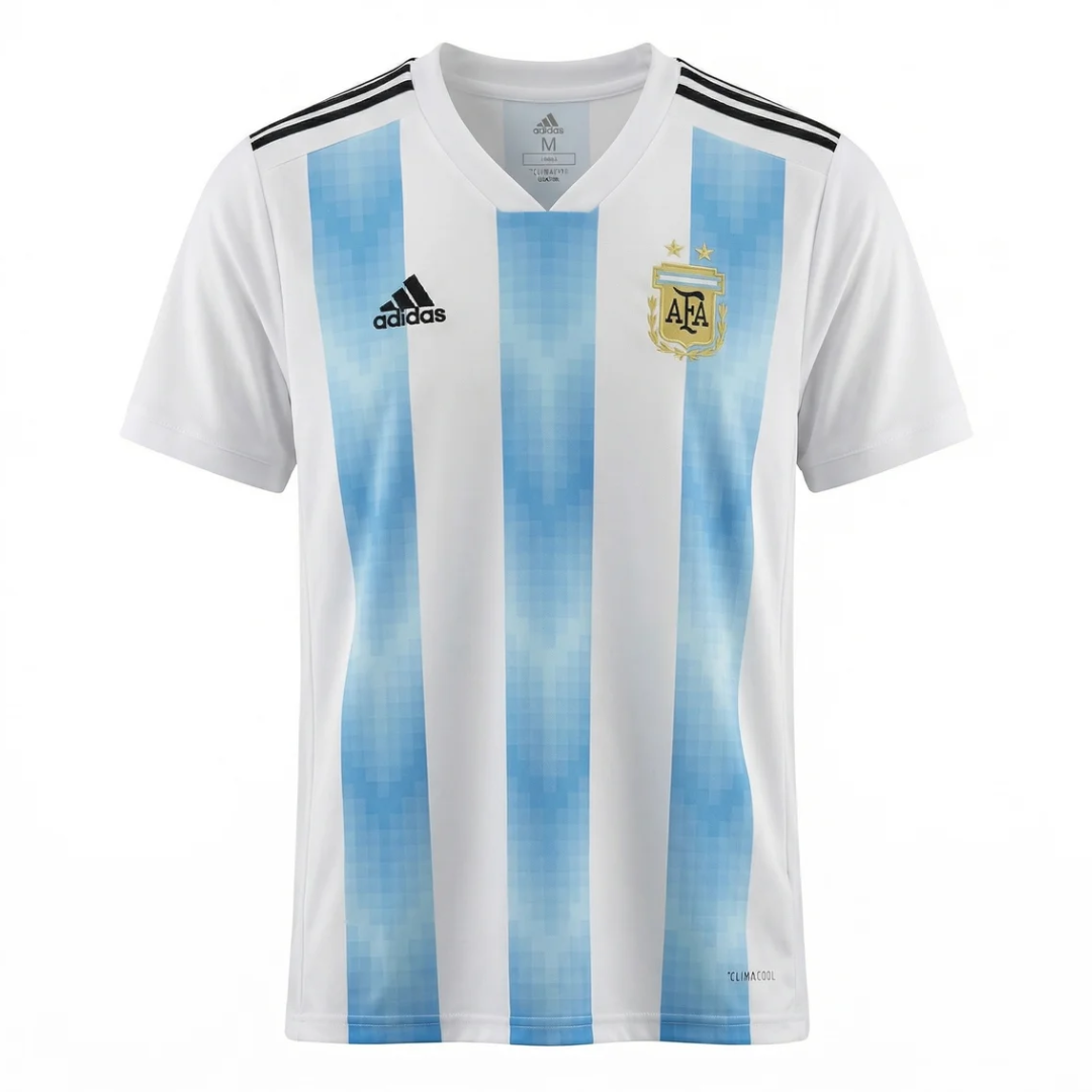 Camisa Seleção da Argentina I 2018 - Retrô Adidas - Azul e branca