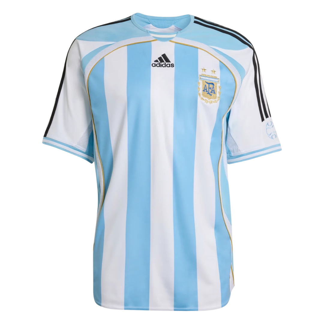 Camisa Seleção da Argentina I 2006 - Retrô Adidas - Azul e branco com detalhes em preto