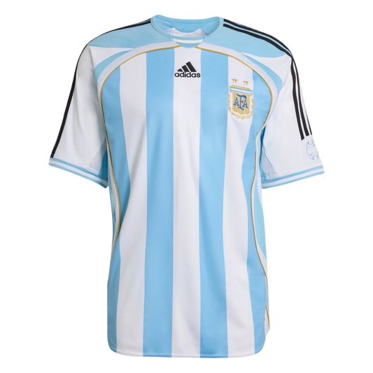 Camisa Seleção da Argentina I 2006 - Retrô Adidas - Azul e branco com detalhes em preto