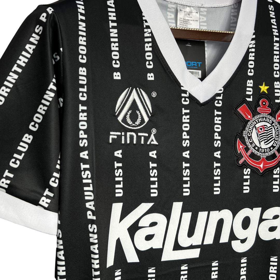 Camisa Corinthians III 1994 - Retrô Finta Masculina - Preta com detalhes em branco