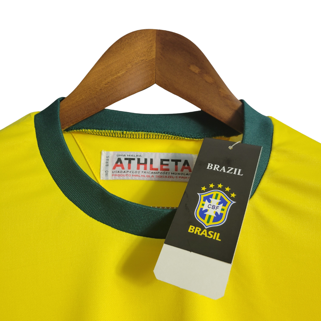Camisa Seleção Brasileira I 1970 - Retrô - Amarelo e Verde