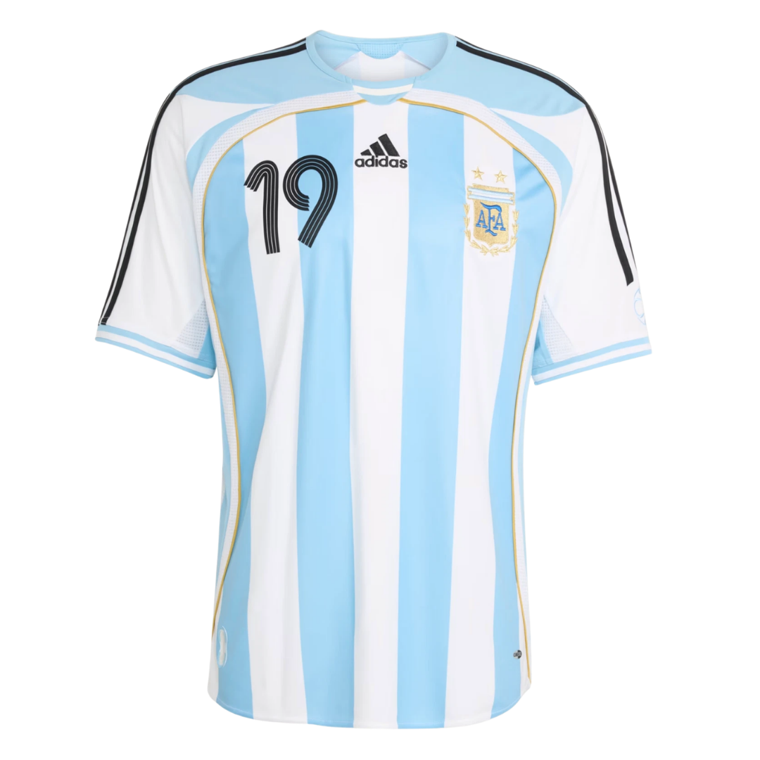 Camisa Seleção da Argentina I 2006 - Retrô Adidas - Azul e branco com detalhes em preto