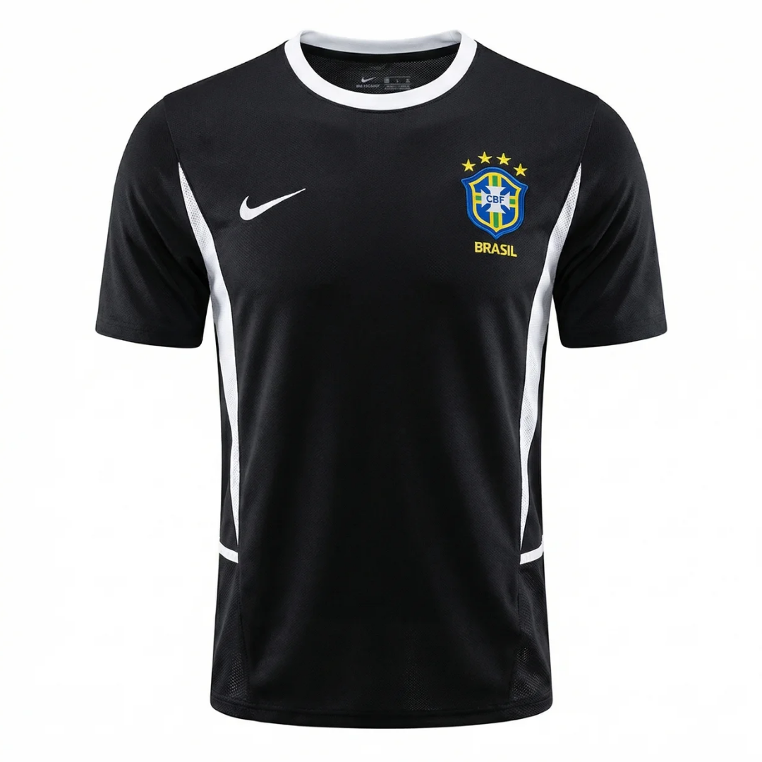 Camisa Seleção Brasileira Goleiro 2002 - Retrô Nike - Preta com detalhes em branco