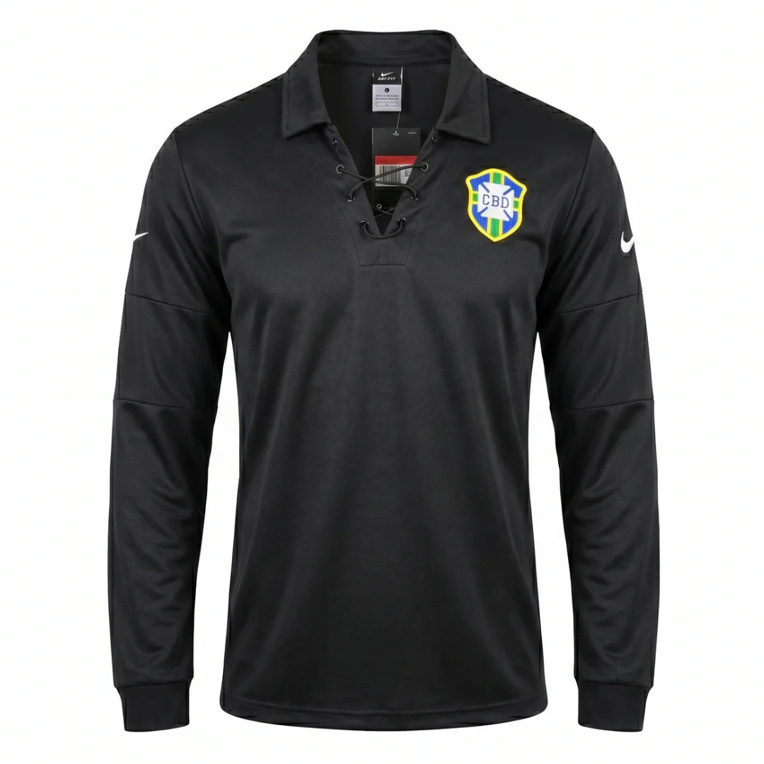 Camisa Seleção Brasileira Edição Especial Goleiro 2004 - Retrô Nike - Preta com detalhes no brasão da cbd