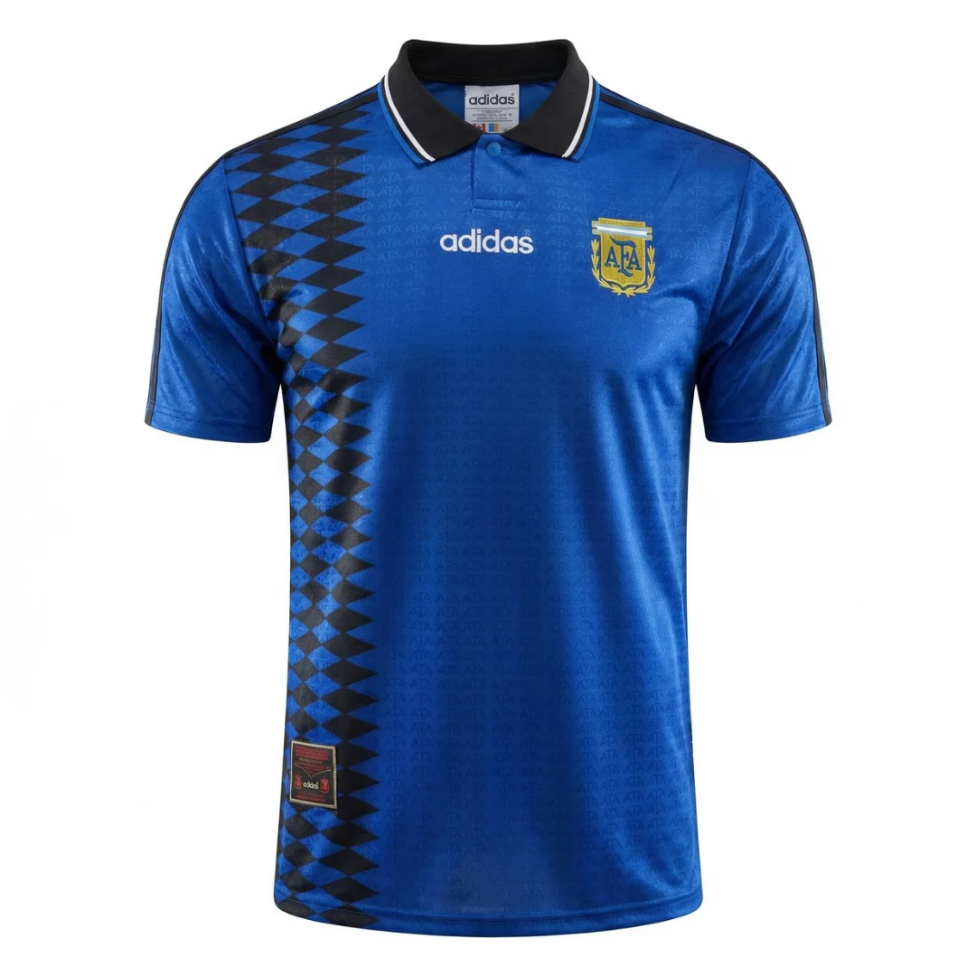 Camisa Seleção da Argentina II 1994 - Retrô Adidas - Azul com detalhes em preto