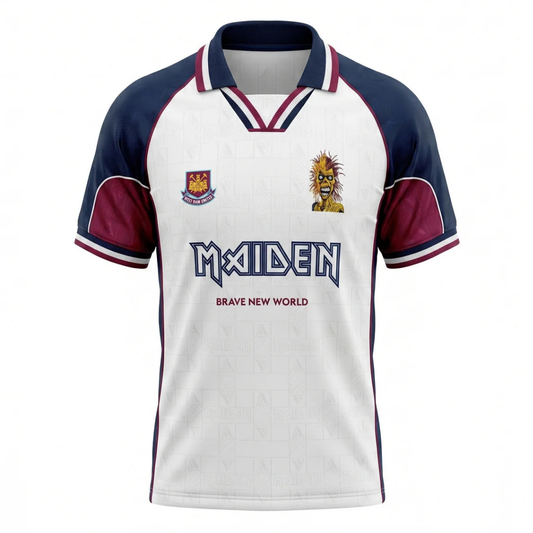 Camisa West Ham x Iron Maiden 1999 - Retrô - Branca