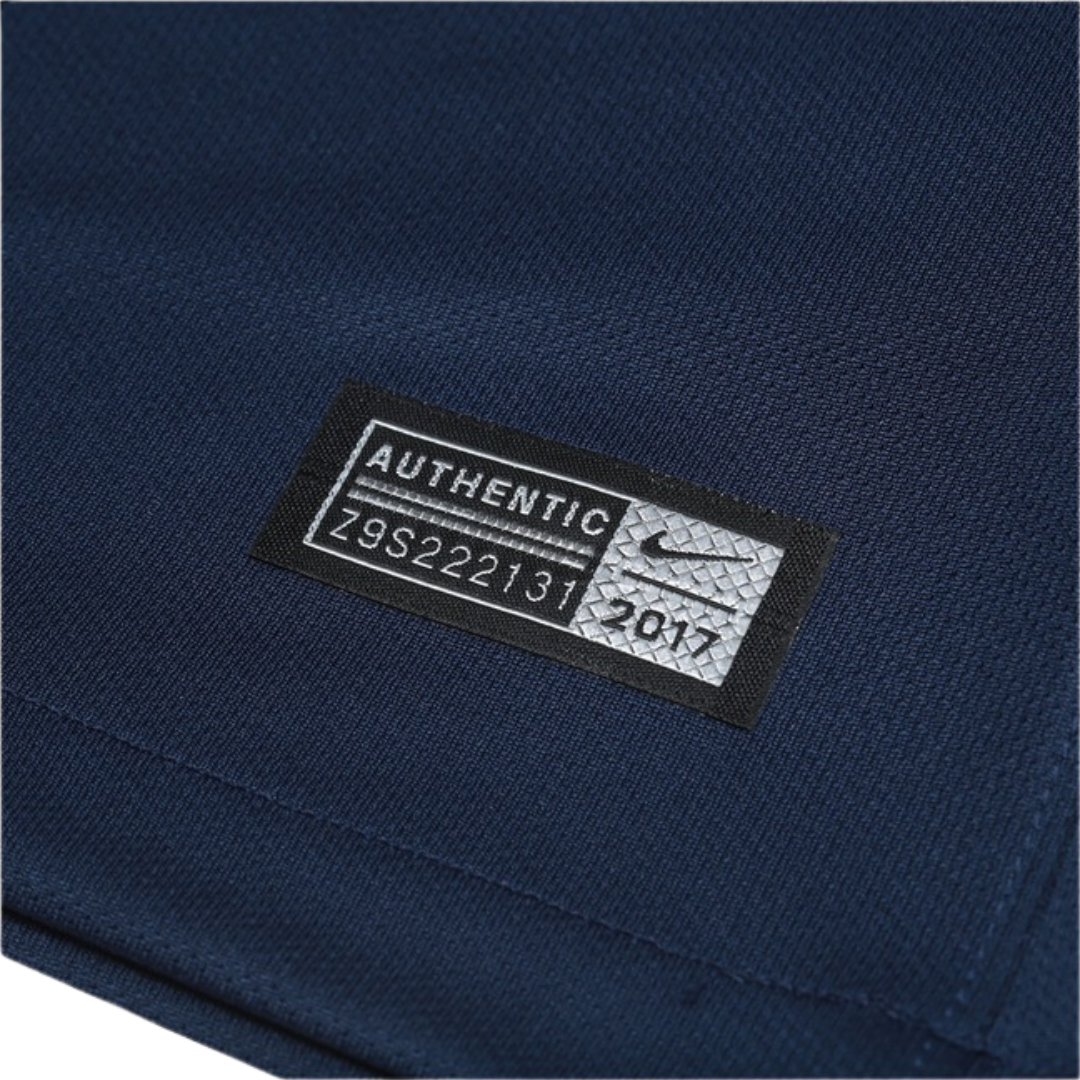 Camisa Paris Saint-Germain I 2017/2018 - Retrô Nike - Azul com detalhes em vermelho