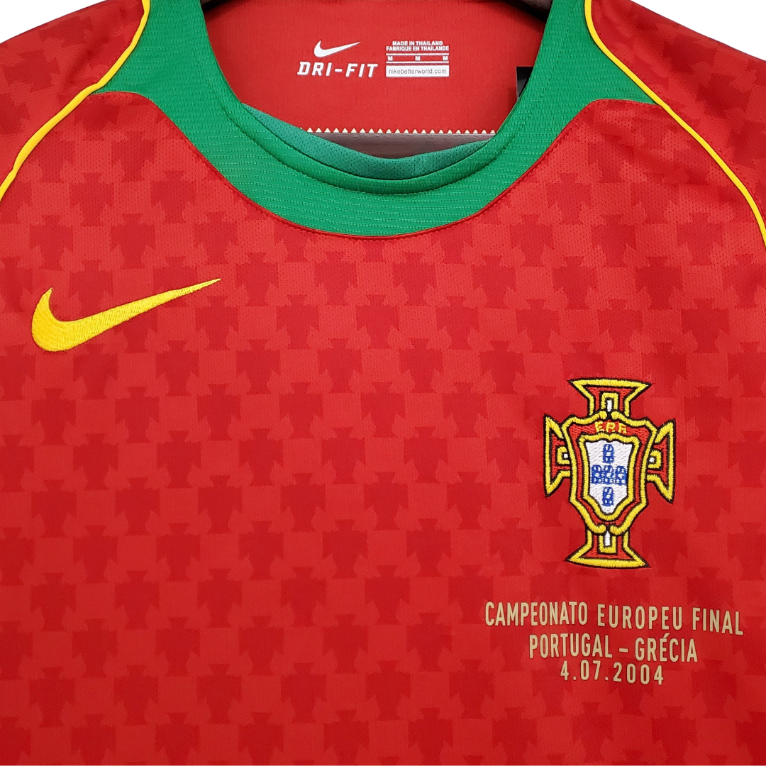 Camisa Seleção de Portugal I 2004 - Retrô Nike - Vermelha com detalhes em amarelo e verde