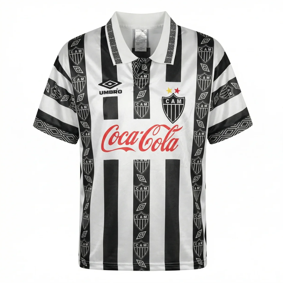Camisa Atlético Mineiro I 1995 - Retrô Umbro - Preta e branca