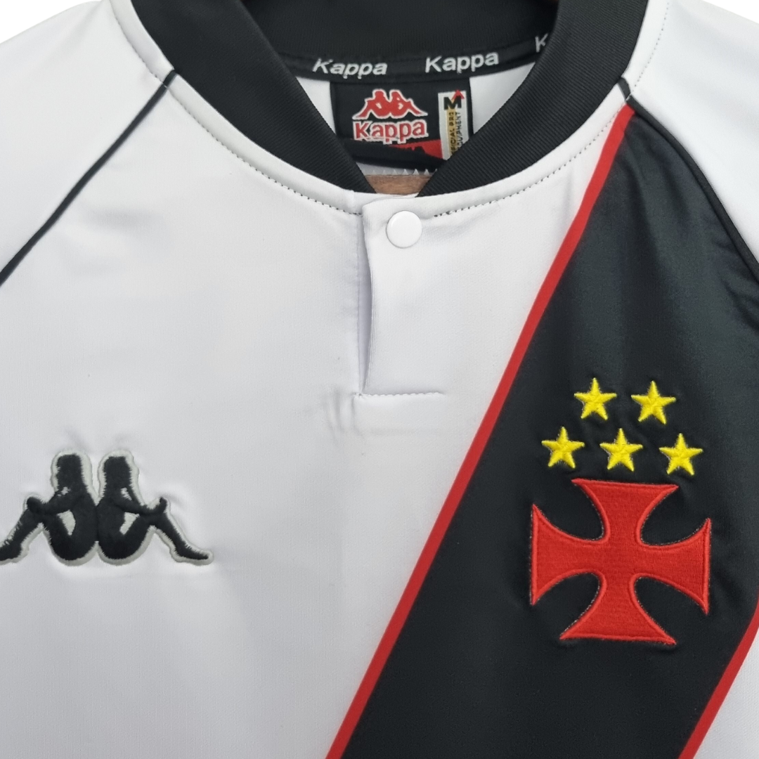 Camisa Vasco da Gama II Retrô 1998 - Retrô Kappa Masculino - Branca com faixa preta