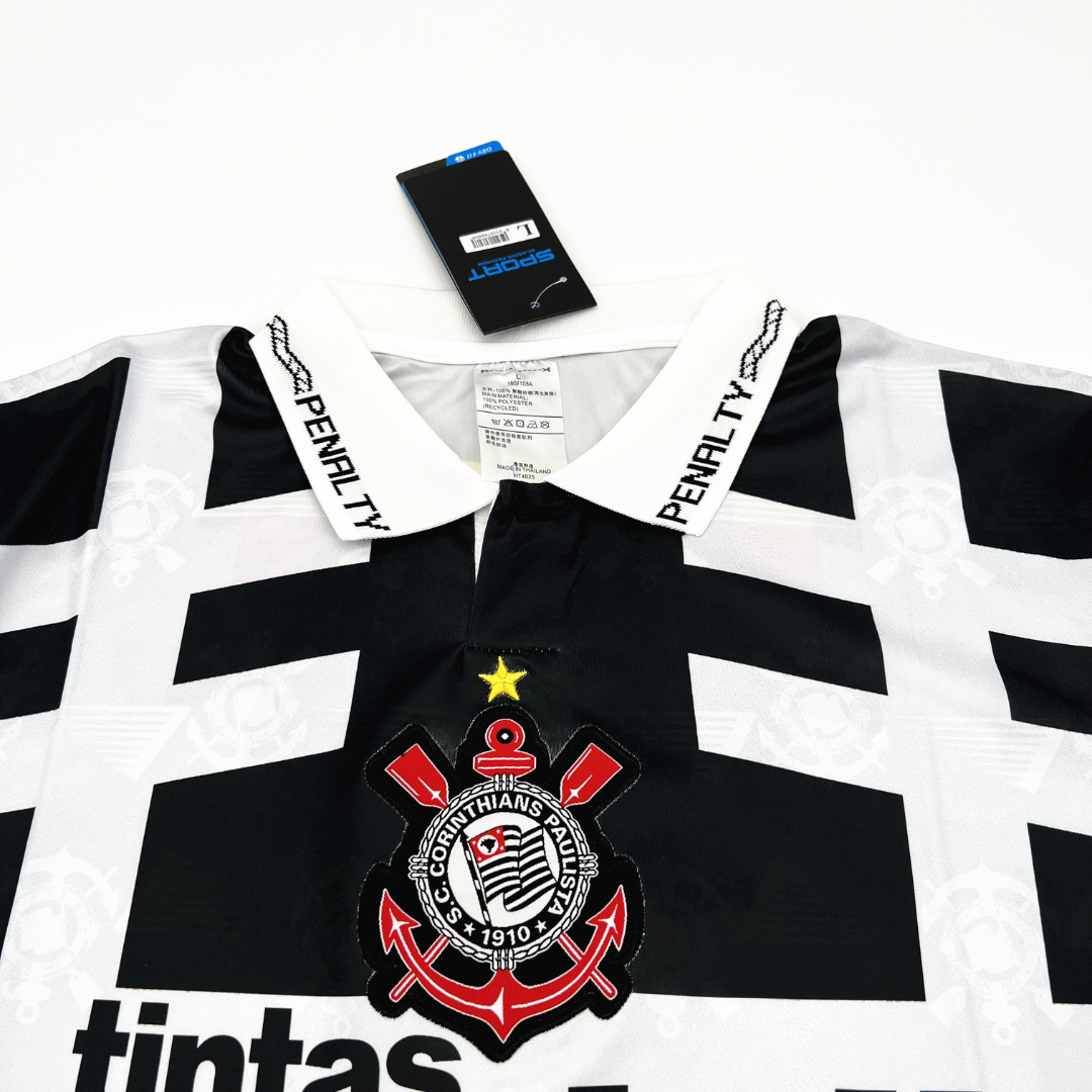 Camisa Corinthians III 1992 - Retrô Penalty Masculina - Preta com detalhes em branco