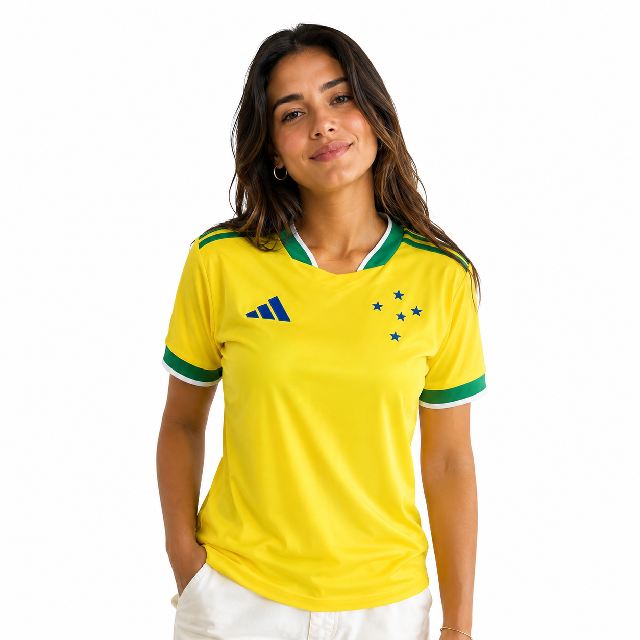Camisa Cruzeiro Edição Especial Copa do Mundo 2026 - Torcedor Feminina Verde e Amarela