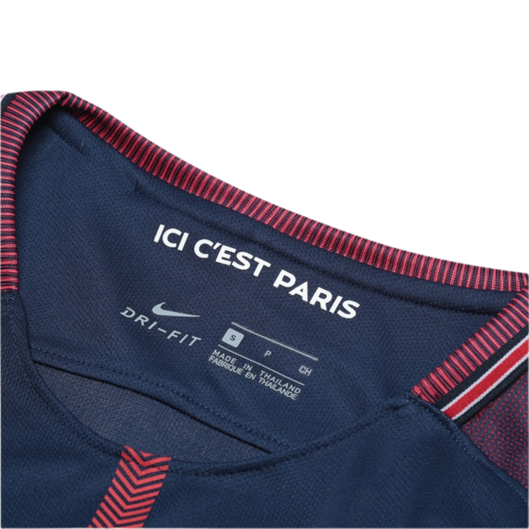 Camisa Paris Saint-Germain I 2017/2018 - Retrô Nike - Azul com detalhes em vermelho