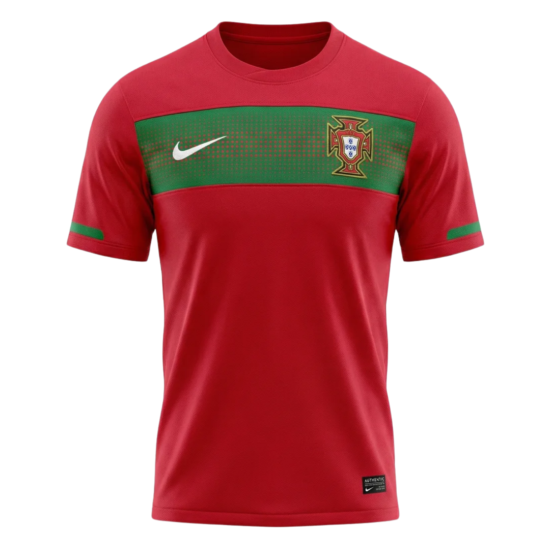 Camisa Seleção de Portugal I 2010 - Retrô Nike - Vermelha com detalhes em verde