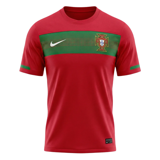Camisa Seleção de Portugal I 2010 - Retrô Nike - Vermelha com detalhes em verde