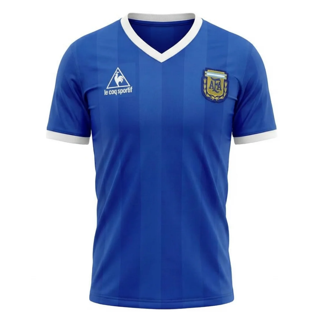 Camisa Seleção da Argentina II 1986 - Retrô Le Coq Sportif - Azul com detalhes em branco