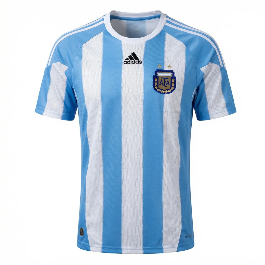 Camisa Seleção da Argentina I 2010 - Retrô Adidas - Azul e branca