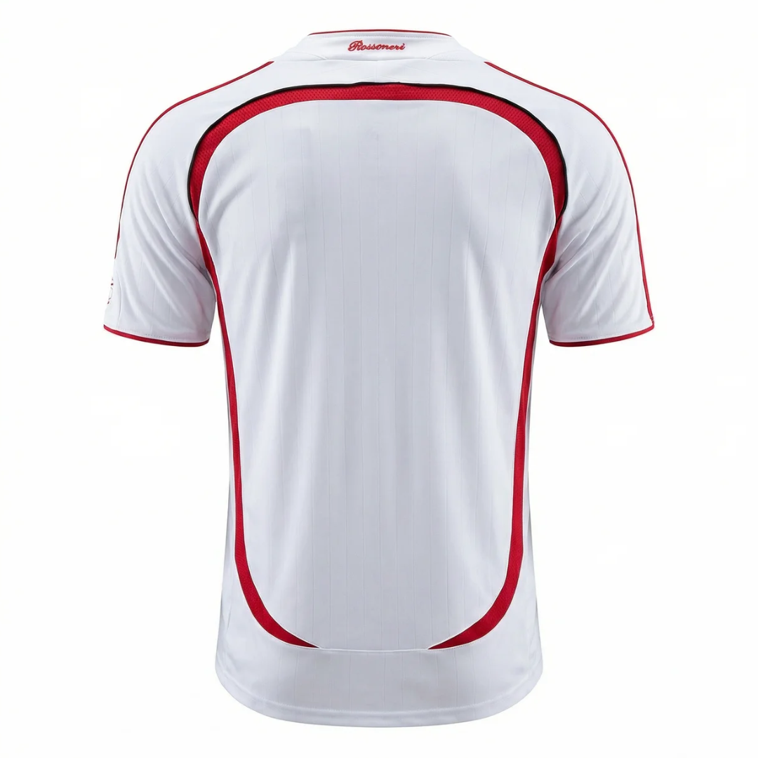 Camisa AC II Milan 2006/2007 - Retrô Adidas - Branca com detalhes em vermelho