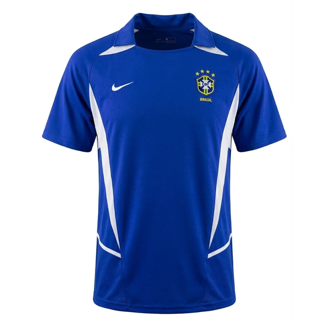 Camisa Seleção Brasileira II 2002 - Retrô Nike - Azul com detalhes em branco