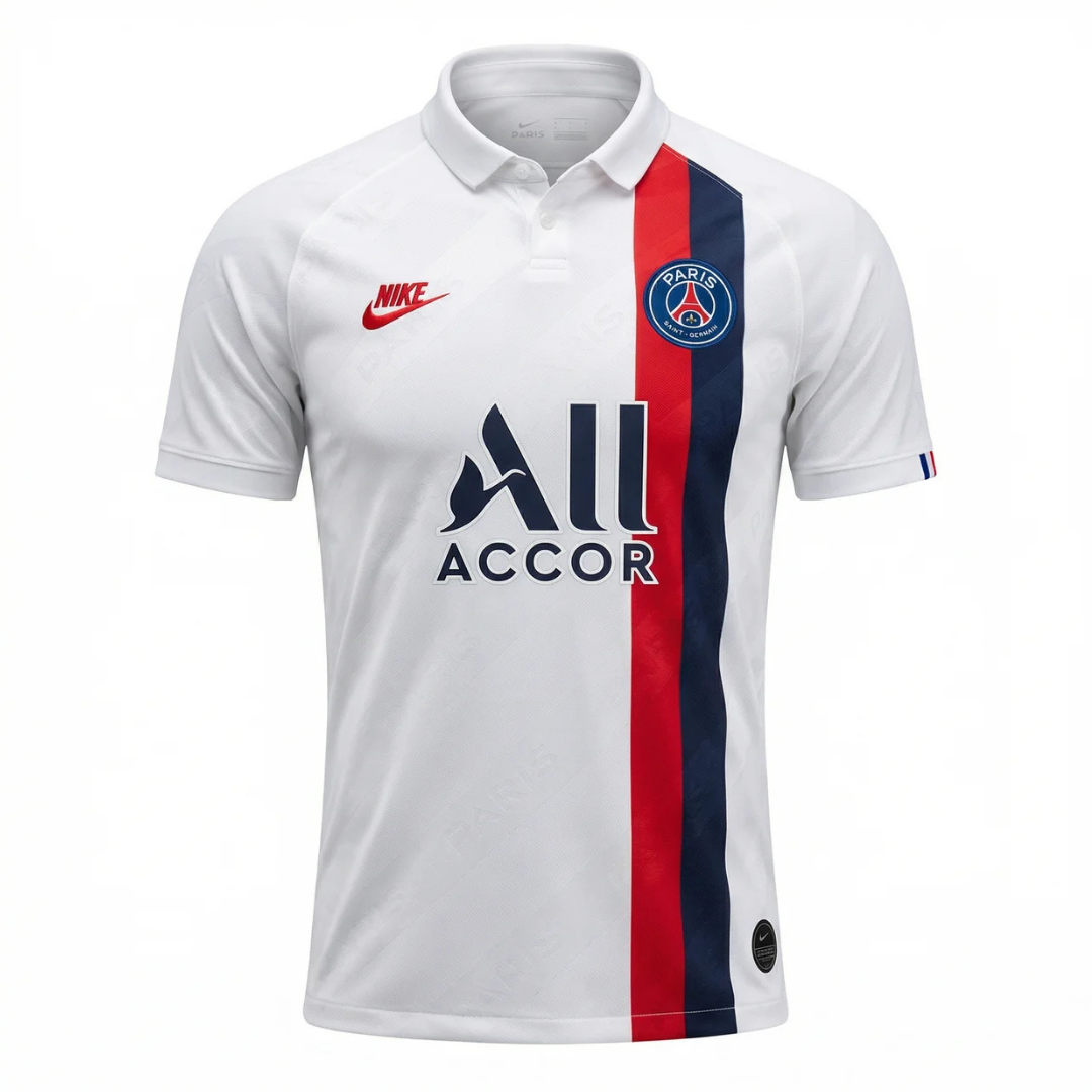 Camisa Paris Saint-Germain II 2019/2020 - Retrô Nike - Branca com detalhes em vermelho e azul