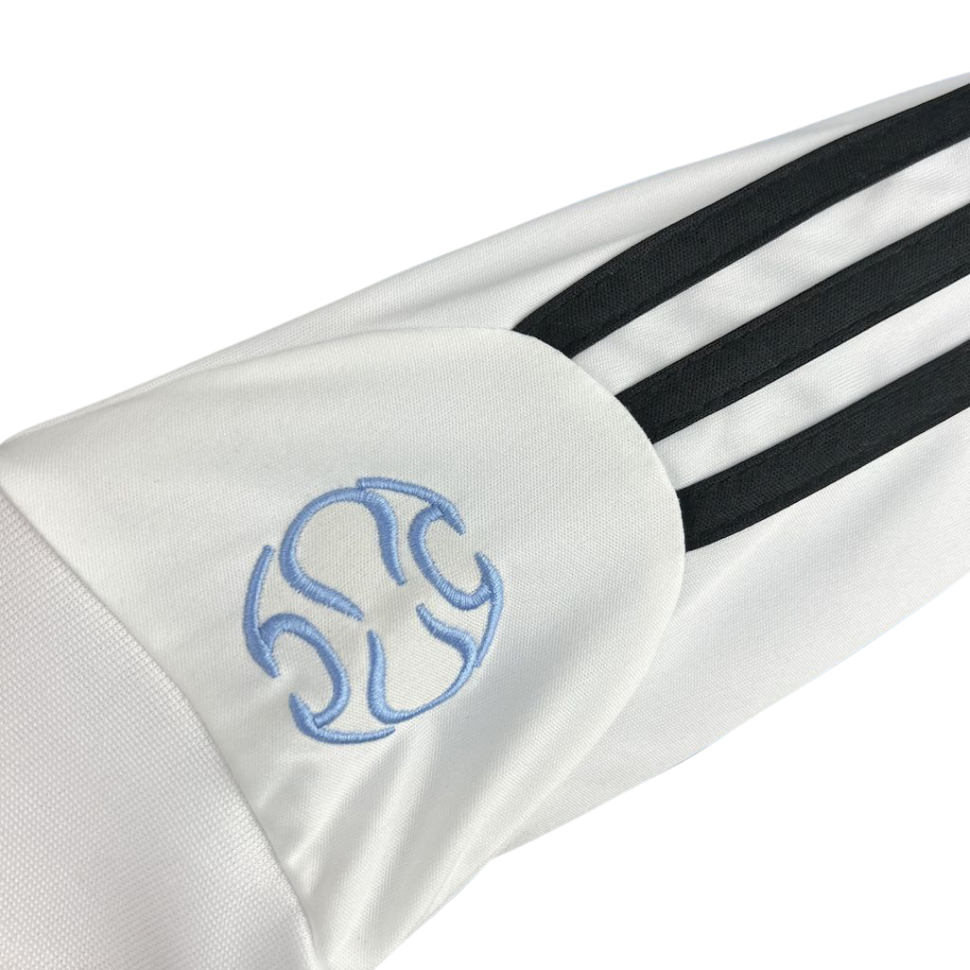 Camisa Seleção da Argentina I 2006 Manga Longa - Retrô Adidas - Azul e branco com detalhes em preto