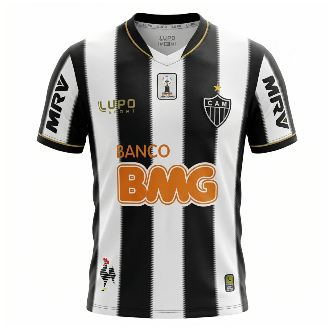 Camisa Atlético Mineiro I 2013 - Retrô Lupo - Preta e branca