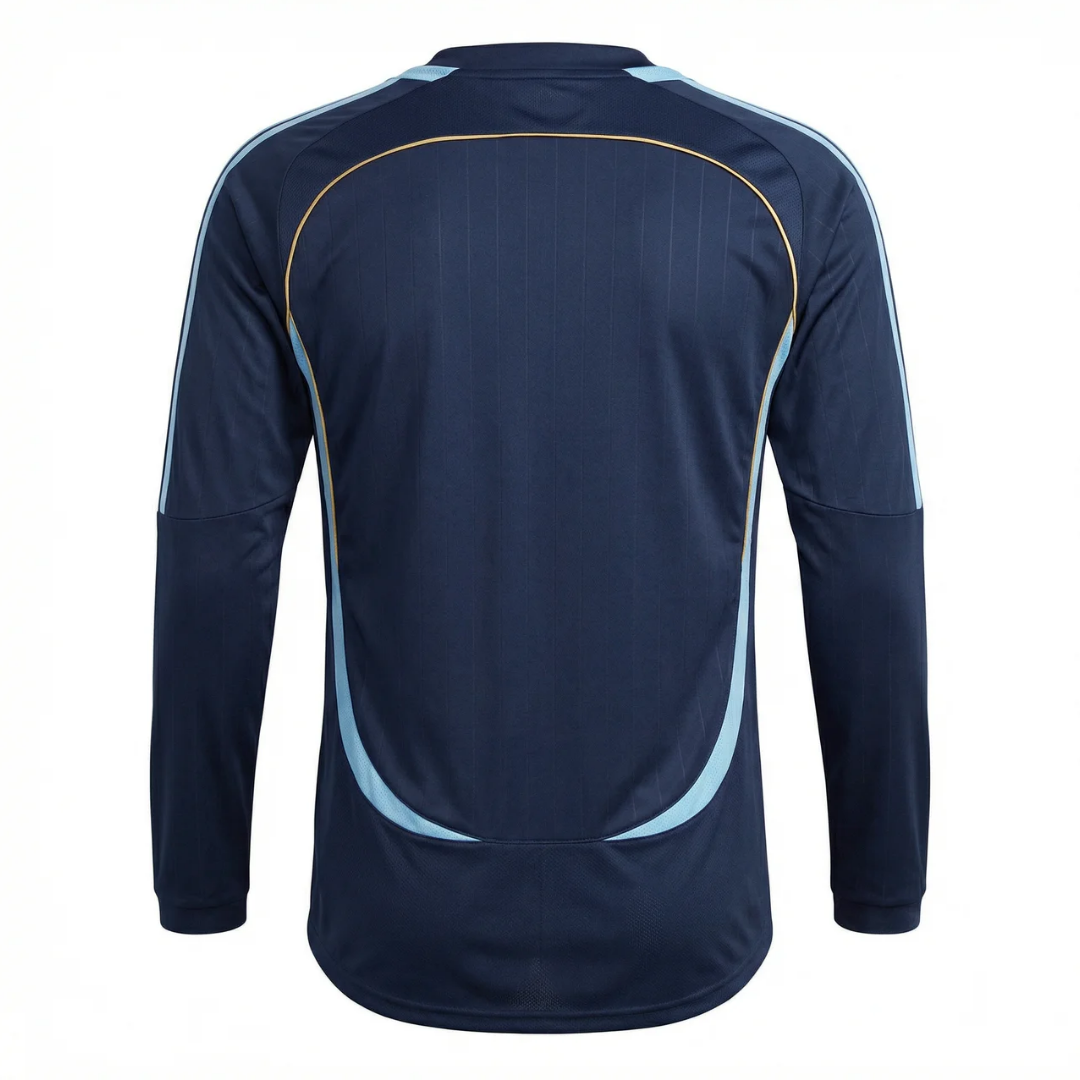 Camisa Seleção da Argentina II 2006 Manga Longa - Retrô Adidas - Azul escuro com detalhes em azul claro