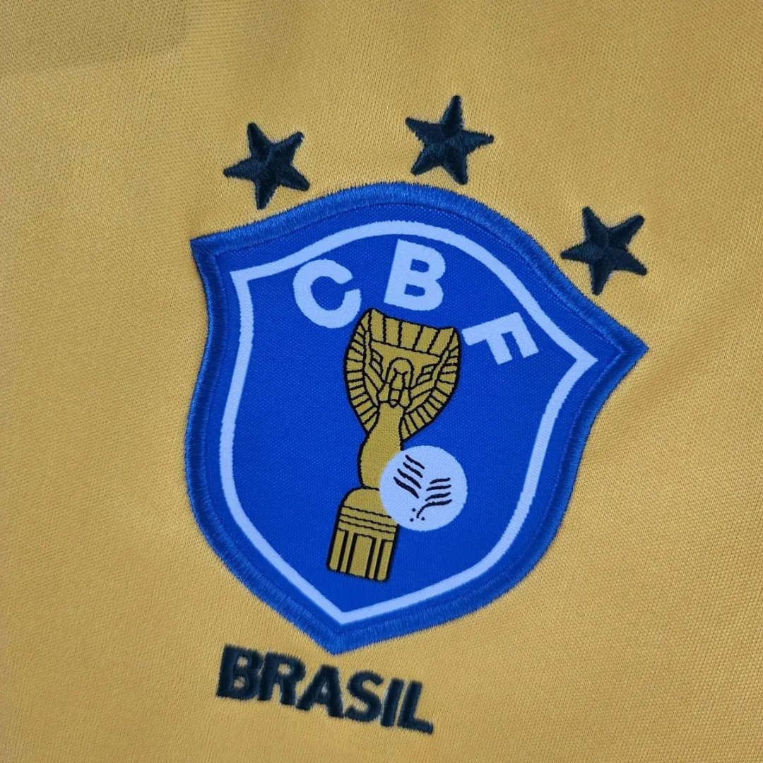 Camisa Seleção Brasileira I 1988/1990 - Retrô Topper - Amarela com gola verde