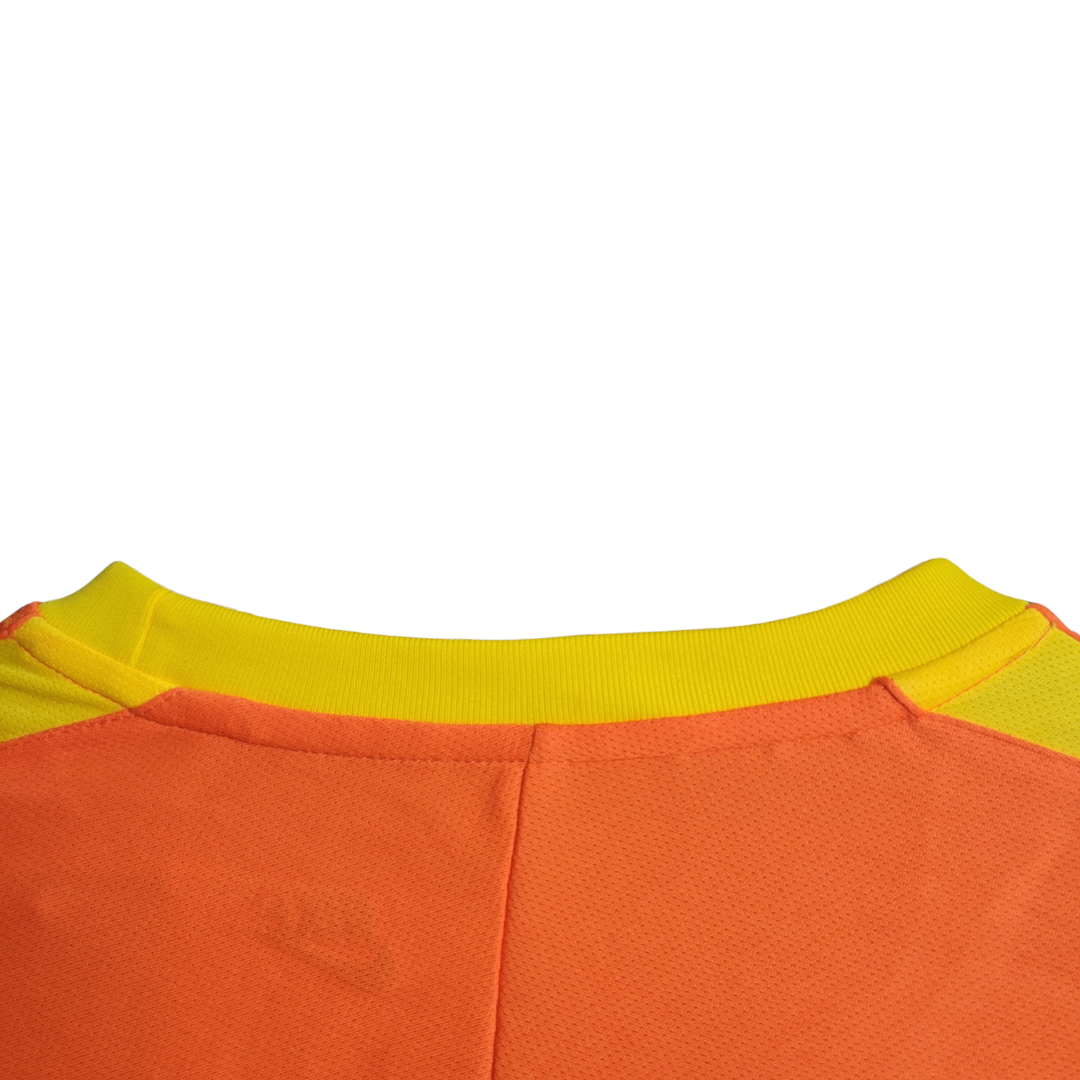Camisa Seleção Brasileira Goleiro 1998 Manga Longa - Retrô Nike - Laranja com detalhes em amarelo