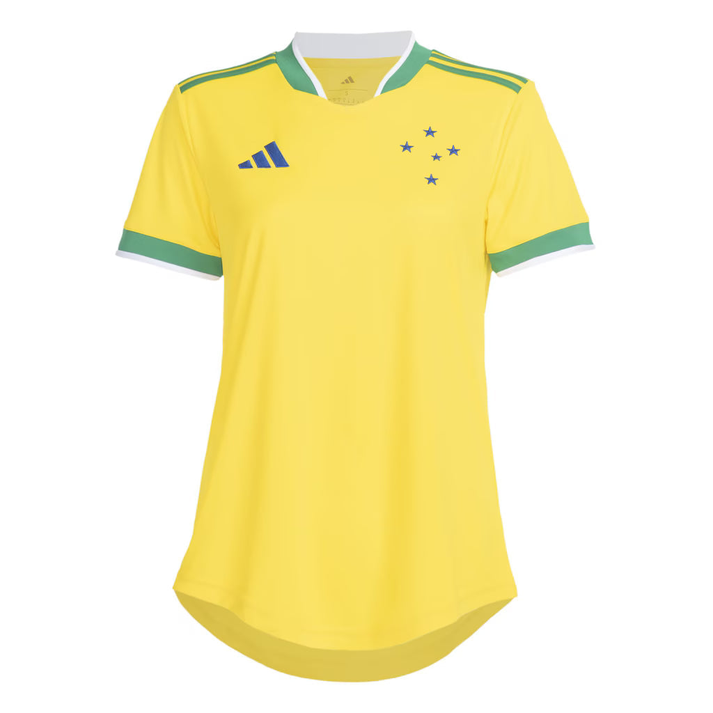 Camisa Cruzeiro Edição Especial Copa do Mundo 2026 - Torcedor Feminina Verde e Amarela