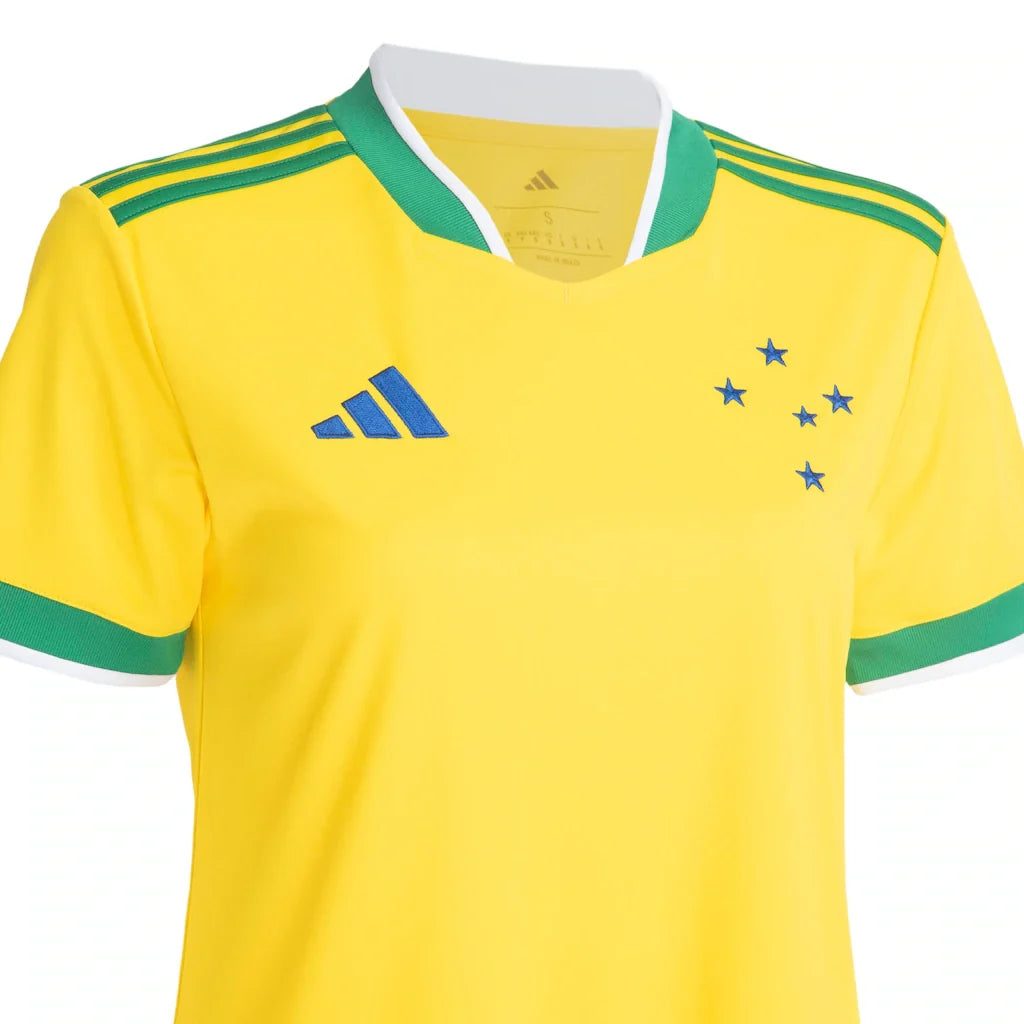 Camisa Cruzeiro Edição Especial Copa do Mundo 2026 - Torcedor Feminina Verde e Amarela