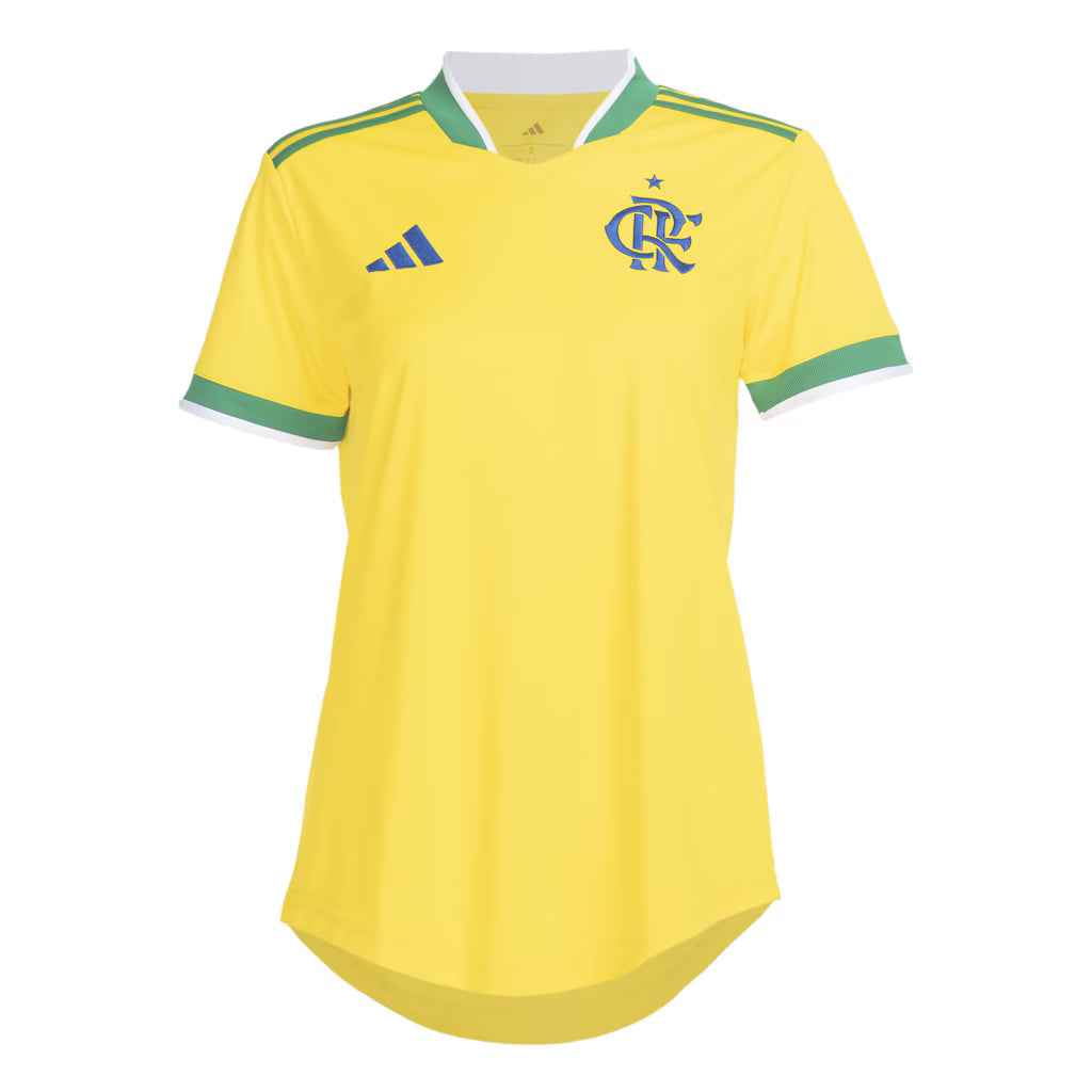 Camisa Flamengo Edição Especial Copa do Mundo 2026 - Torcedor Feminina Verde e Amarela
