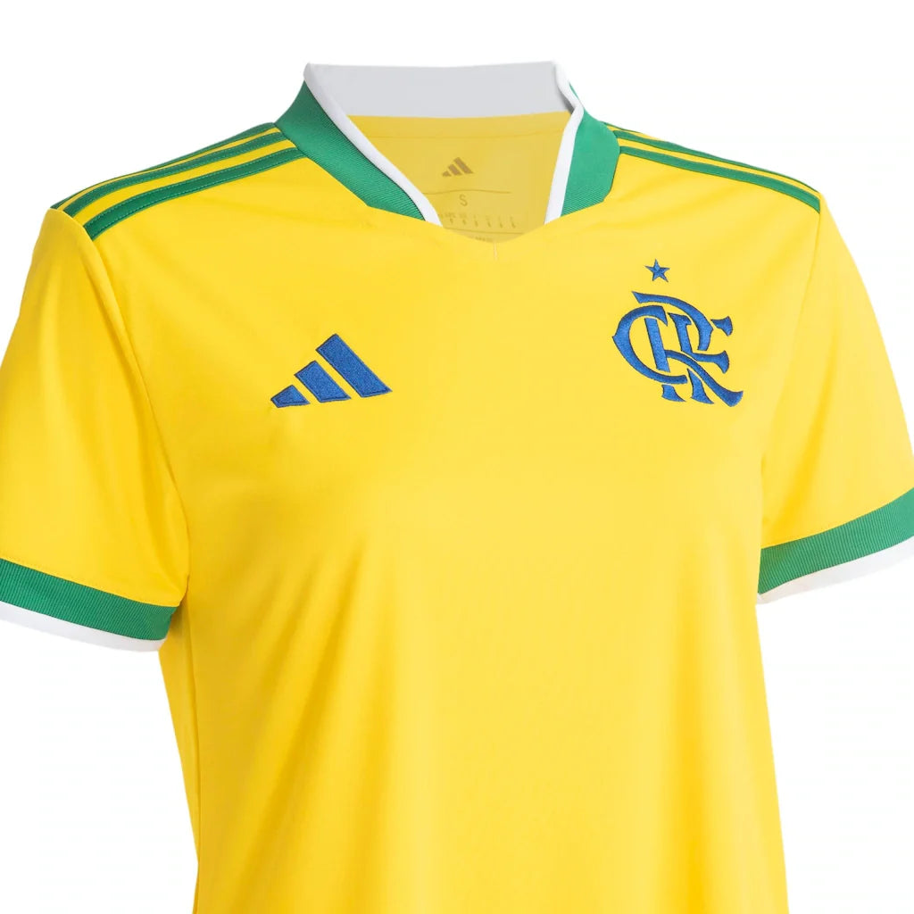 Camisa Flamengo Edição Especial Copa do Mundo 2026 - Torcedor Feminina Verde e Amarela