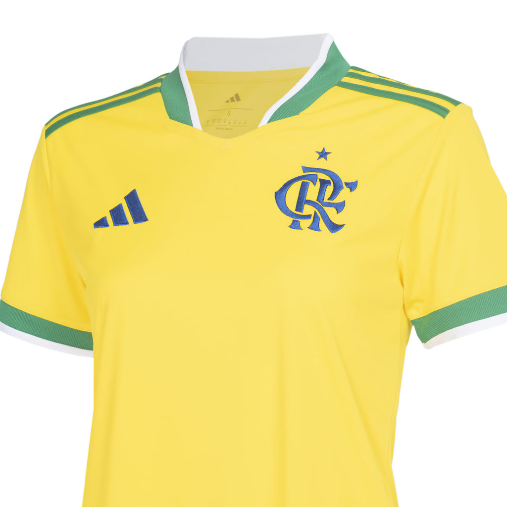 Camisa Flamengo Edição Especial Copa do Mundo 2026 - Torcedor Feminina Verde e Amarela
