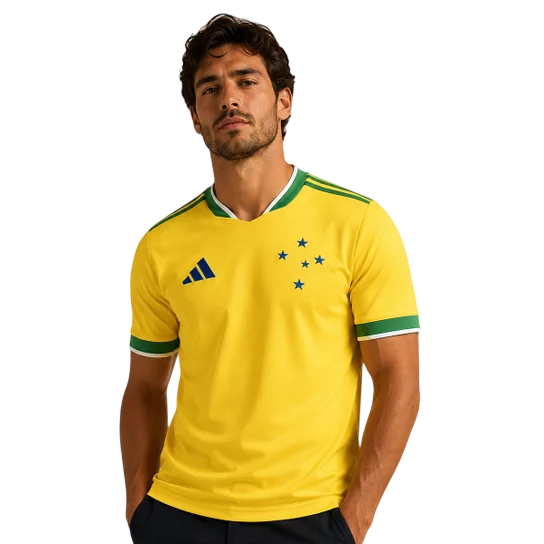 Camisa Cruzeiro Edição Especial Copa do Mundo 2026 - Torcedor Masculina Verde e Amarela