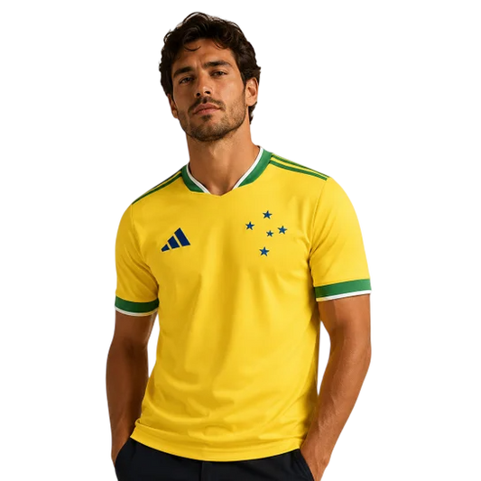 Camisa Cruzeiro Edição Especial Copa do Mundo 2026 - Torcedor Masculina Verde e Amarela