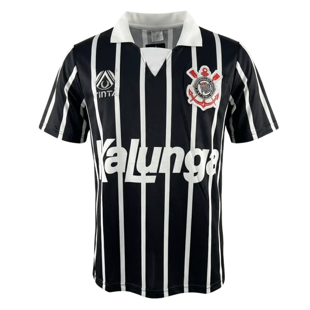 Camisa Corinthians II 1990 - Retrô Finta Masculina - Preta com detalhes em branco