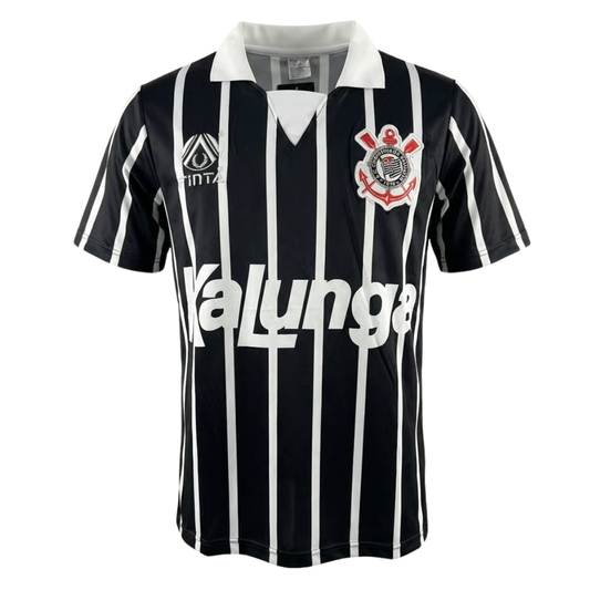 Camisa Corinthians II 1990 - Retrô Finta Masculina - Preta com detalhes em branco