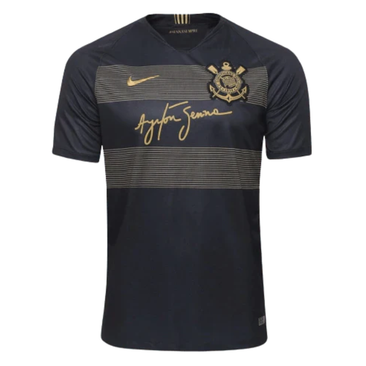 Camisa Corinthians III 2018/19 | Edição Comemorativa Ayrton Senna - Retrô Nike Masculina - Preta com detalhes dourados