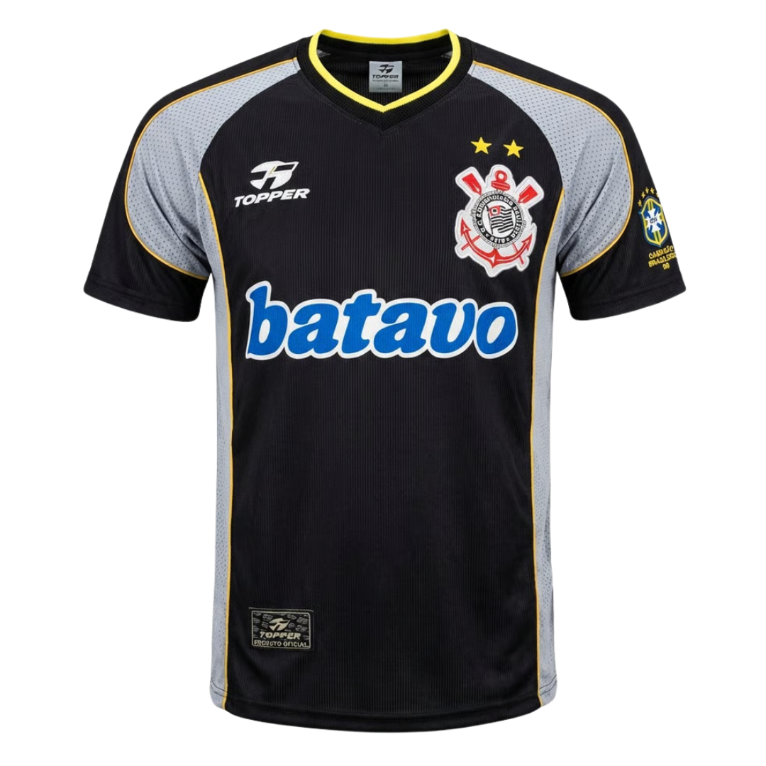 Camisa Corinthians III 1999 - Retrô Topper Masculina - Preta com detalhes em branco
