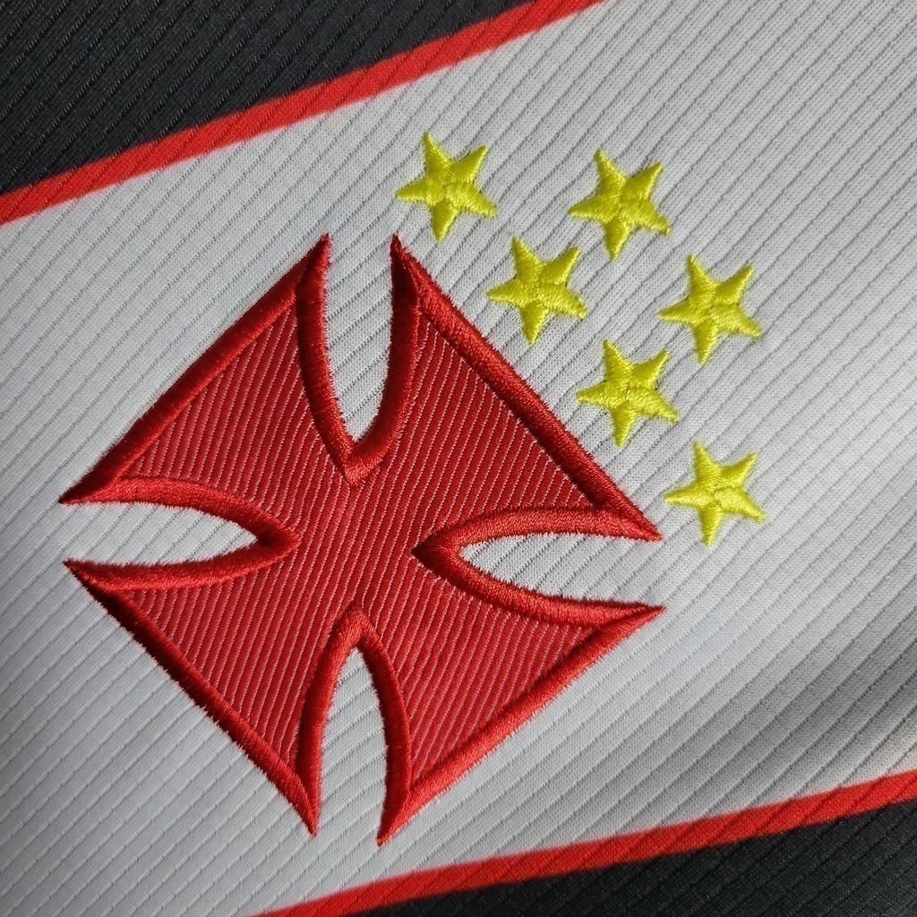 Camisa Vasco da Gama I Retrô 2000 - Retrô Kappa Masculino - Preta com faixa branca e detalhes em amarelo e vermelho