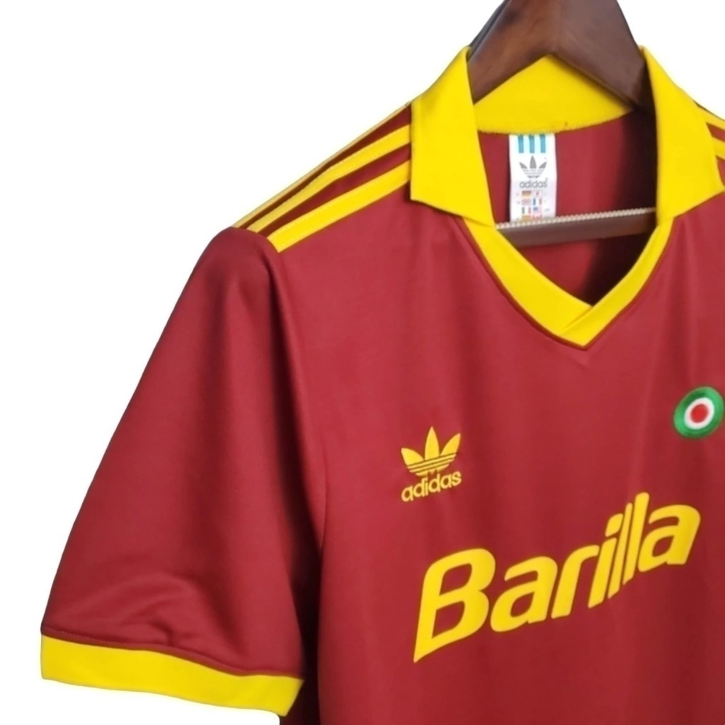 Camisa Roma I 1991/1992 - Retrô Adidas - Vermelha com detalhes em amarelo